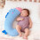 Ergonomic Moon Shape Design Cuddle Cushion With Soft-Blue 5