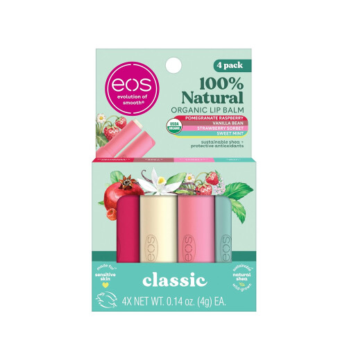 eos 100% Natural & Organic Lip Balm 0.14oz, 4-Pack