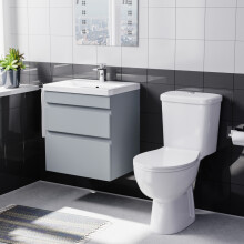 Nes Home 500mm Wall Hung Vanity 2 Drawers Handless Matt Grey with Toilet