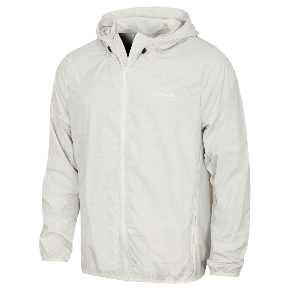 Calvin Klein (M, Turtle Dove) Mens Printed Water Resistant Golf Windbreaker Jacket