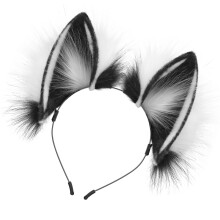 Furs Cats Wolf Ears Hairhoop Headwear Anime-black and white
