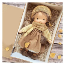 (C) Handmade Waldorf Doll 12" Soft Knitted Dolls Cute Girls Plush Stuffed Toy Easy to Carry Vintage