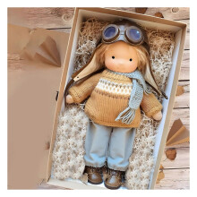 (XS) Handmade Waldorf Doll 12" Soft Knitted Dolls Cute Girls Plush Stuffed Toy Easy to Carry Vintage