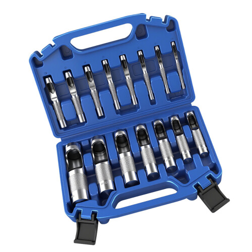 Heavy Duty Steel Leather Punch Set 15 Size Compact Hole Maker