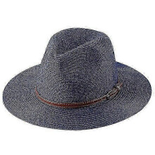 (59cm, Navy02) 56-58-59-60CM New Natural Panama Soft Shaped Straw Hat Summer Women/Men Wide Brim Beach Sun Cap UV Protection Fedora Hat