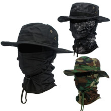(Brown) 2Pcs/Set Wide-brimmed Hat Balaclava Mixed Set Men Sunscreen Boonie Cap Outdoors Hiking Camping Fishing Hat Sun Hat Fisherman Hat