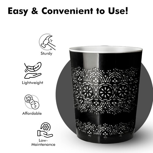 BlueCanyon Black Flora 9L Waste Bin 1
