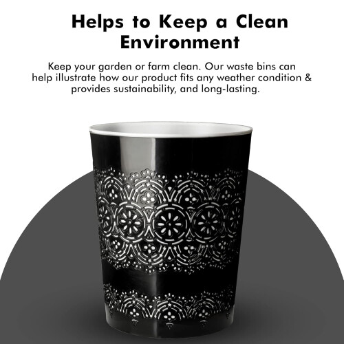 BlueCanyon Black Flora 9L Waste Bin 2