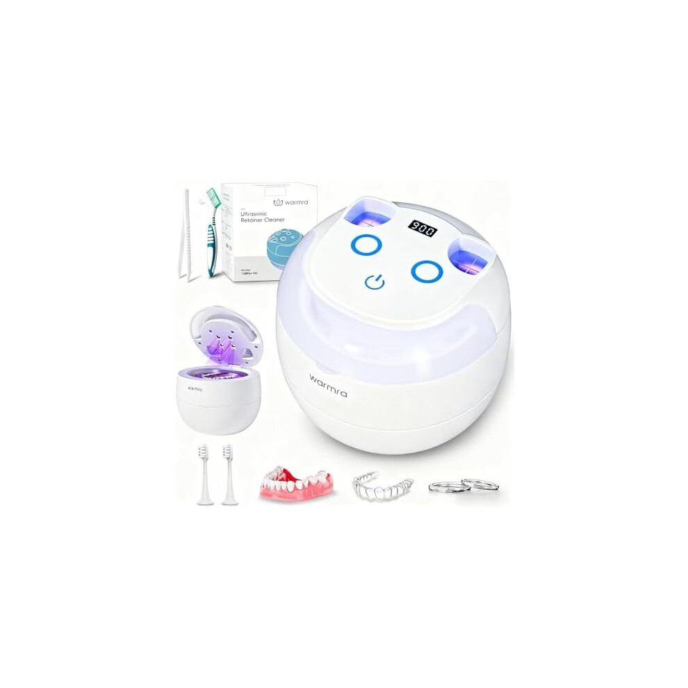 Warmrain Ultrasonic Retainer Cleaner 45Khz Uv Denture Cleaner 4 Modes