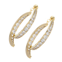 1Paar Gouden Alloy Oorbellen Met Zirkoon, Dames Oorhangers