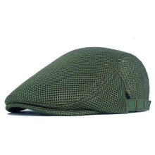 (Army Green) Men's Newsboy Cap, Ivy Gatsby Mesh Cabbie Golf Driving Sun Flat Beret Hat for Summer,l