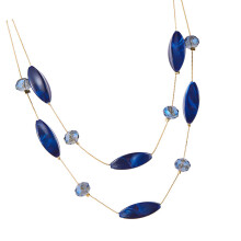 Fashionable Double Layer Necklace for Commuting Travel-Blue