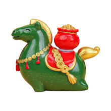 Zodiacs Horse Statue Sculptures Decorative-Lucky Money Green