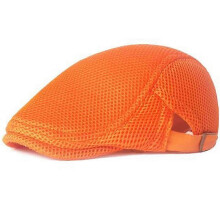 (Orange) Men's Newsboy Cap, Ivy Gatsby Mesh Cabbie Golf Driving Sun Flat Beret Hat for Summer,l