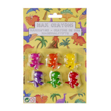 (12 Packs) Set of 6 mini dinosaur shaped wax crayons