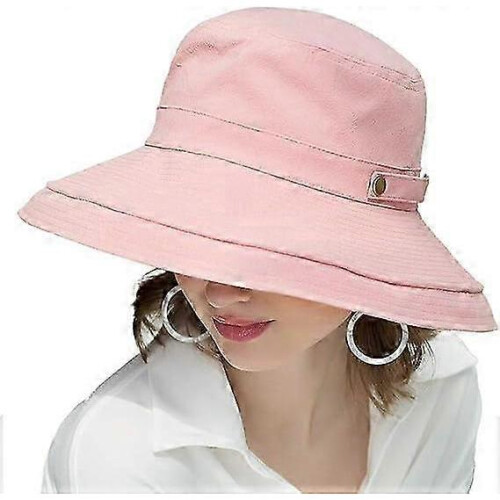 (Pink) Women's Sun Hat,Cotton wide-brimmed beach hat