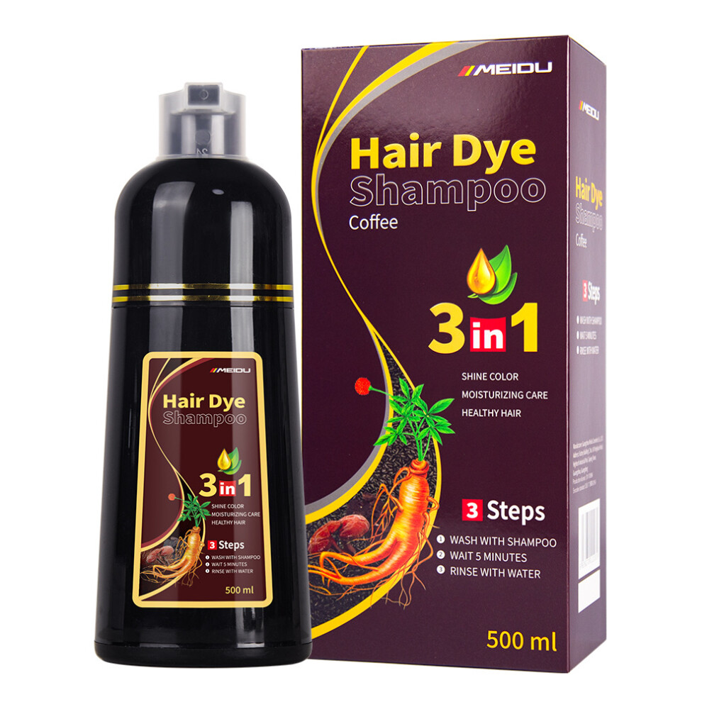 Gogerstar Black,Brown,Grey (Coffee) Black Hair Dye Shampoo 3 In 1, Herbal Dye Shampoo For Grey Hair Coverage Hair Color For Women Men, 500Ml