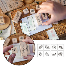 Typ 2 22-teiliges Holz-Gummistempel-Set Pflanzmuster