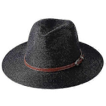 (56-58cm, Black02) 56-58-59-60CM New Natural Panama Soft Shaped Straw Hat Summer Women/Men Wide Brim Beach Sun Cap UV Protection Fedora Hat