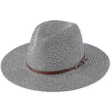 (56-58cm, grey02) 56-58-59-60CM New Natural Panama Soft Shaped Straw Hat Summer Women/Men Wide Brim Beach Sun Cap UV Protection Fedora Hat