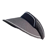 Women Sun Hat Large Brim Summer UV Protective Beach Sun Visor Hat Fashionable Acrylic Fibres Black