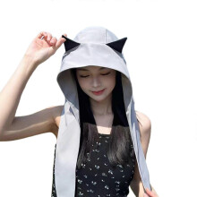 (Gray) Multiuse Sun Hat Shoulder Bag Hat Breathable Bucket Hat With Fun Devil Ear Design Great For Women Outdoor Adventures  Purple
