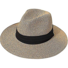 women Men Panama Straw Hat Summer Wide Brim Sun Hat Anti-uv for Beach Travel Sun Hatfedora Khaki