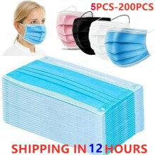 (Pink 100PCS) Pink Black Disposable Non-woven 3-layer Face Mask Breathable Adult Mouth Mask with Elastic Earband