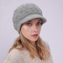Ladies Knitted Hat Knitted Sun Hat Hat Beret Winter Warm Ski Hat-gray