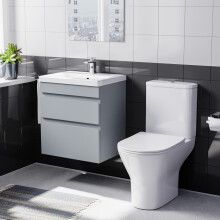 Nes Home 500mm Wall Hung Vanity 2 Drawers in Matt Grey with Toilet