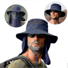 (Blue) Bucket Hat Cap Fishing Brim Wide Visor Sun Summer Outdoor Uv Protection Men Hot