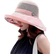 Summer Mesh Sun Hats for Women Lightweight Beach Hat Floral UPF50+ Packable Wide Brim Bucket Hat with Chin Strap