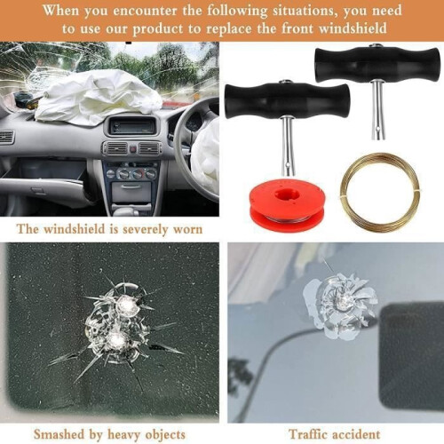 Windshield Removal Kit, Windshield Puller Tool, Car Windshield Removal, Cutting Wires and Window Handles 1