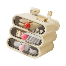 Efficient Cosmetic Organizers with Drawer Storage-cream white