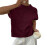 Women's Solid Color Printed Knitted Short-Sleeve Top-Burgundy XL 1