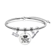 Stylish 2026 Graduation Charm Bracelet Stainless-18 Silver
