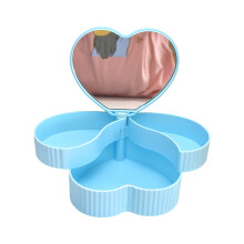 Boîte de rangement fonctionnelle de bijoux de coeur-Bleu