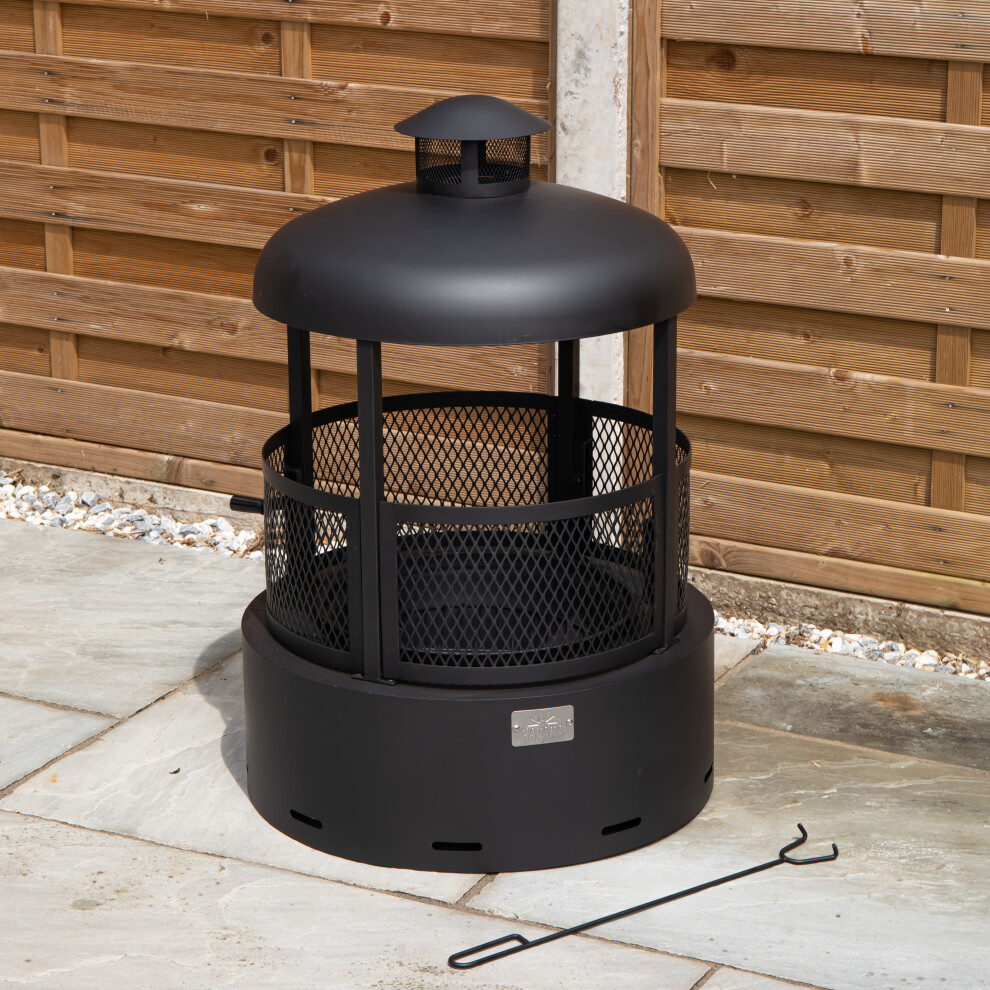Smart Garden Products 80Cm Steel Firedancer Chiminea Fire Pit With Fire Poker Black