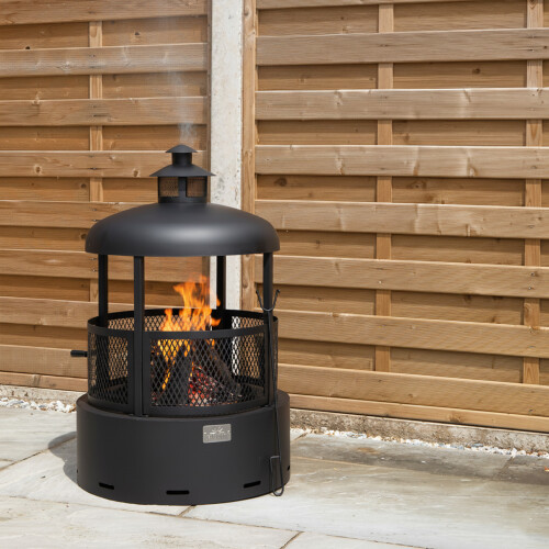 Smart Garden Products 80cm Black Steel Firedancer Chiminea Fire Pit with Fire Poker 1