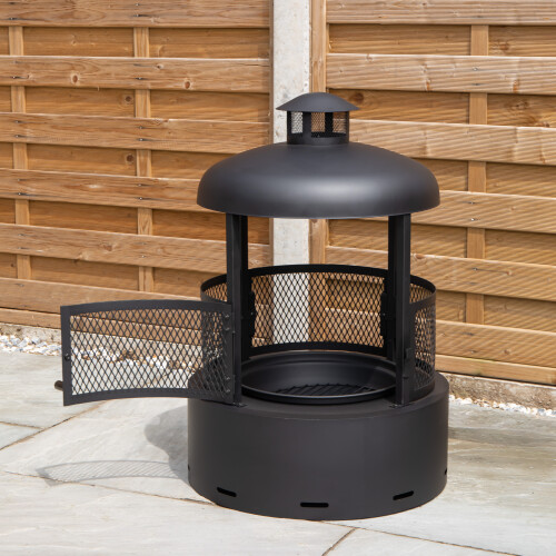 Smart Garden Products 80cm Black Steel Firedancer Chiminea Fire Pit with Fire Poker 2