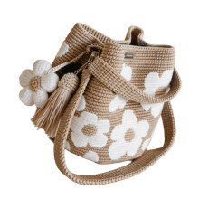 Sac à main à fleurs en Crochet à la mode, sac à bandoulière-brun