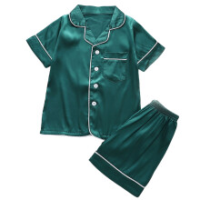 2pcs Kids Short Sleeve Pajama Lightweight Breathable-Green 130