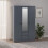 Seconique Dakota 3 Door 2 Drawer Mirrored Wardrobe Dark Grey 1