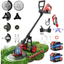Cordless Strimmer, 12-Inch Electric Grass Trimmer with 2 X 3.0Ah Battery, 4 in 1 Telescopic Lightweight Garden Strimmer with Detachable wheels