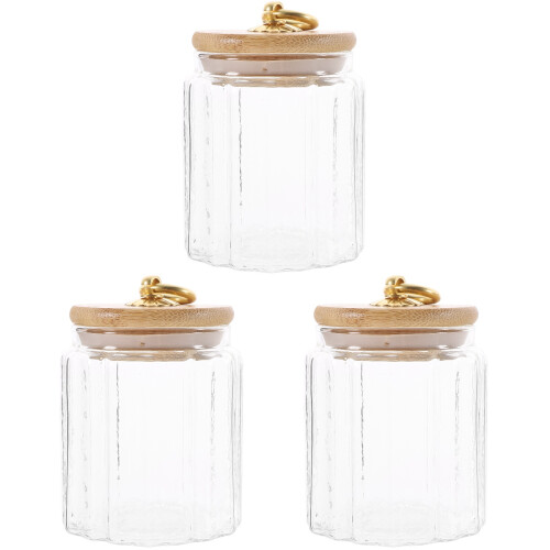 3Pcs Glass Flour and Sugar Containers with Lids Jar Set