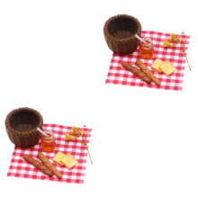 2Sets Miniature Bread Basket Kit for Doll House Assorted Colors Decor