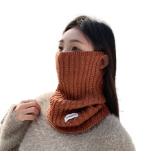 Stylish Knit Ear Hook Neck Warmer Face Cover Windproof-Caramel