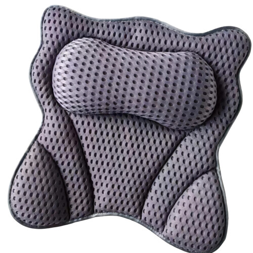 Relaxing Bath Cushion Featuring ventilated Fabric And-Gray
