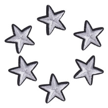 Embroidered Silver Star Patch Kit of 6