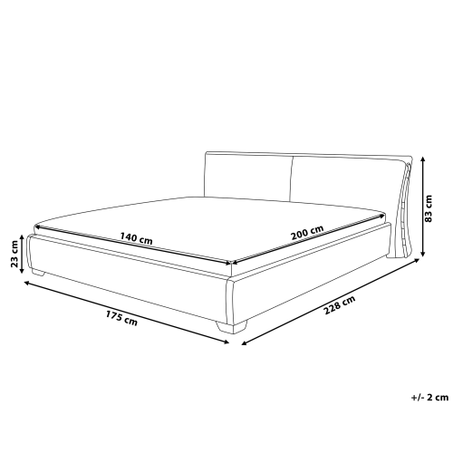 Beliani Waterbed Fabric PARIS 140 x 200 cm (EU Double) Grey 2